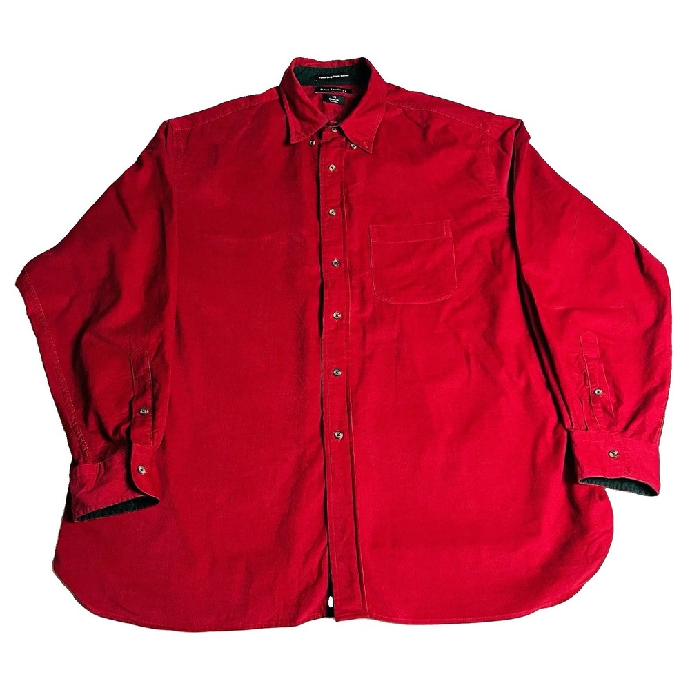 Paul Fredrick Men's XXL Red Corduroy Button Down Long Sleeve Cotton Classic Fit